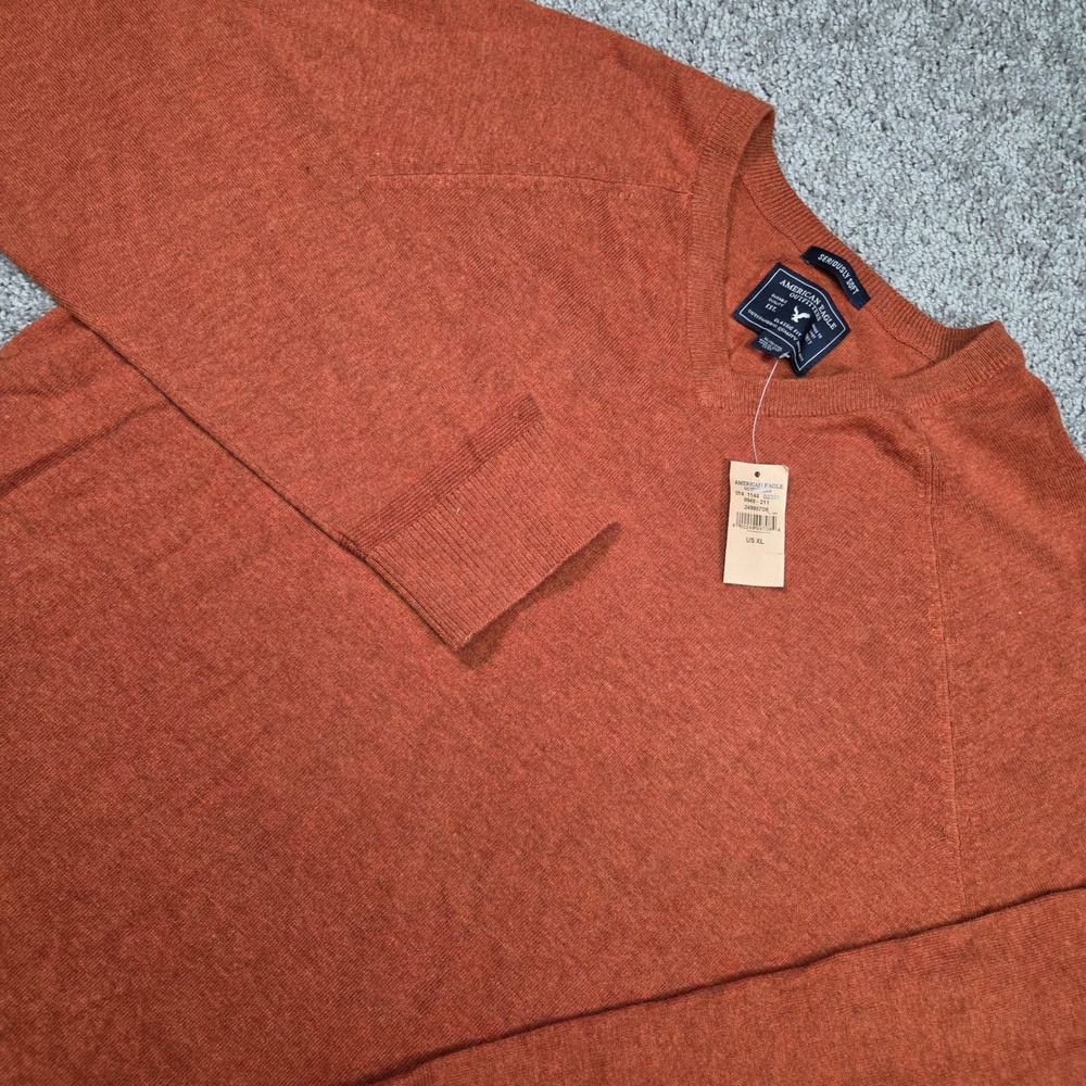 American Eagle Sweater Mens XL Seriously Soft Classic Crewneck Burnt Orange Prep
